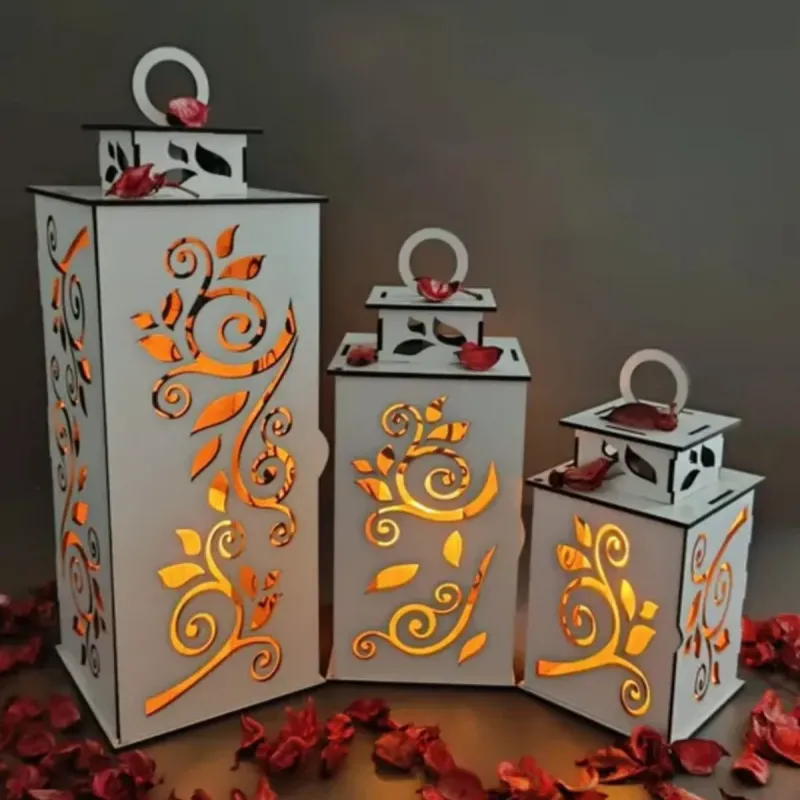 Ahşap Dekoratif Mumluk Beyaz 1