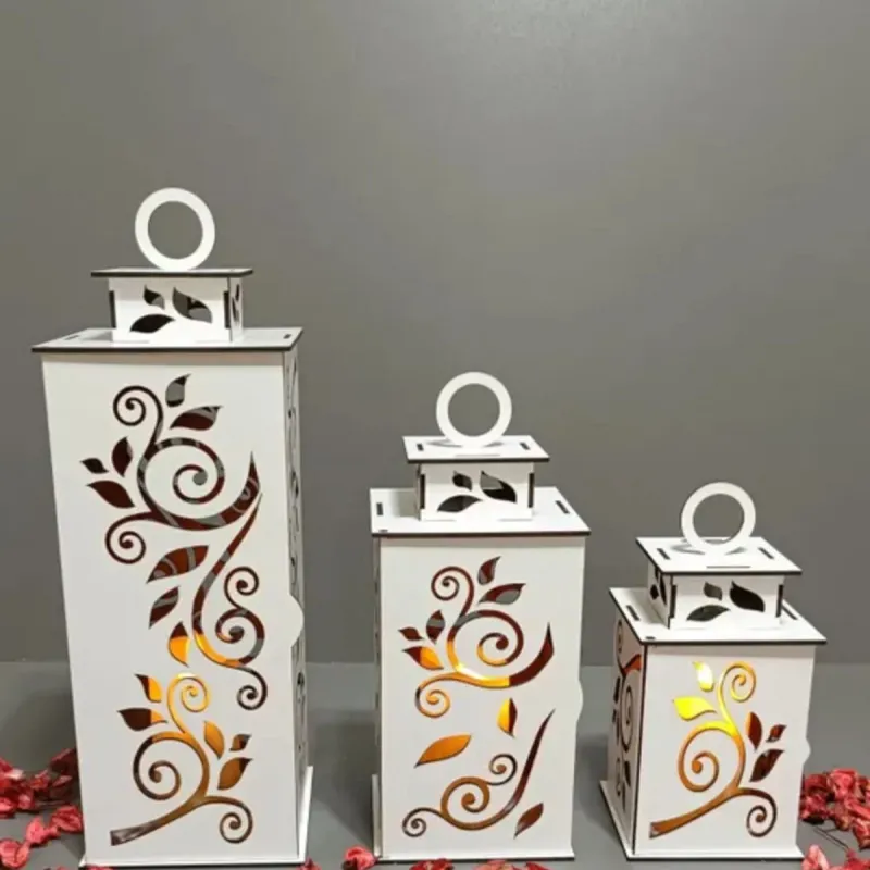 Ahşap Dekoratif Mumluk Beyaz 1