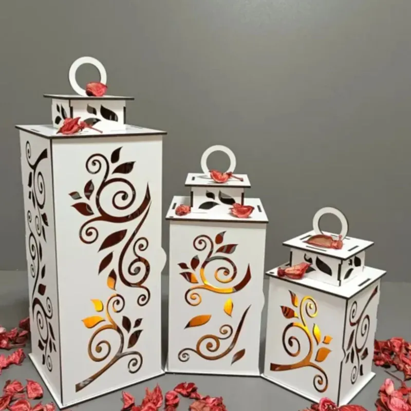 Ahşap Dekoratif Mumluk Beyaz 1