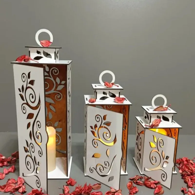 Ahşap Dekoratif Mumluk Beyaz 1