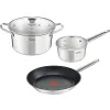 Tefal Simpleo B815S4 Tencere ve Tava Seti, 4 Parça, Paslanmaz Çelik/siyah, 49.1 x 35.3 x 13.3 cm
