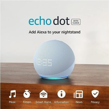 Amazon Alexa Echo Dot BULUT MAVİ (5. Nesil 2022) SAATLİ Akıllı Asistan Hoparlör