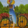 BİSİKLETLİ KIZ YAĞLI BOYA TABLOSU 60 X 45 cm