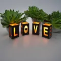 Love Yazılı 4 Lü Ahşap Mumluk