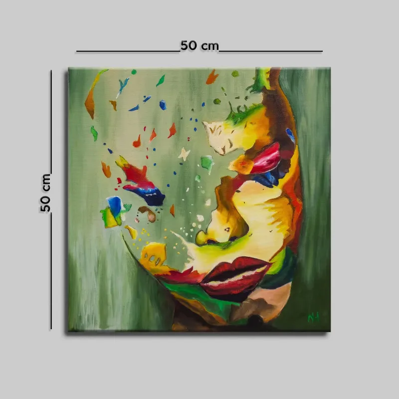 KADIN SOYUT YAĞLI BOYA TABLOSU 50 X 50 cm