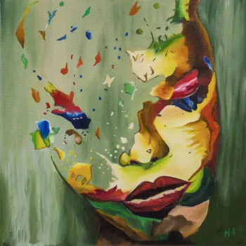 KADIN SOYUT YAĞLI BOYA TABLOSU 50 X 50 cm