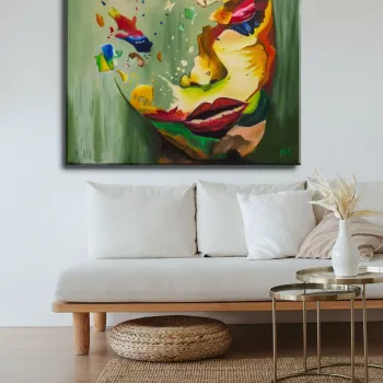 KADIN SOYUT YAĞLI BOYA TABLOSU 50 X 50 cm