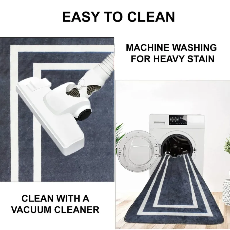 VEHER (SİYAH) Koridor Yolluk Halısı - Mutfak, Oturma Odası, Yatak Odası için Halı Yolluk - Kaymaz Alan Halısı - Yıkanabilir. (60 X 180) cm