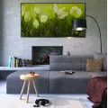 BEYAZ ÇİÇEK YAĞLI BOYA TABLOSU 35 X 70 cm